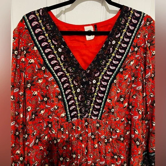 Anthropologie Akemi & Kin Sierra Shift Dress Size Small Bohemian Paisley Peasant - Picture 4 of 16